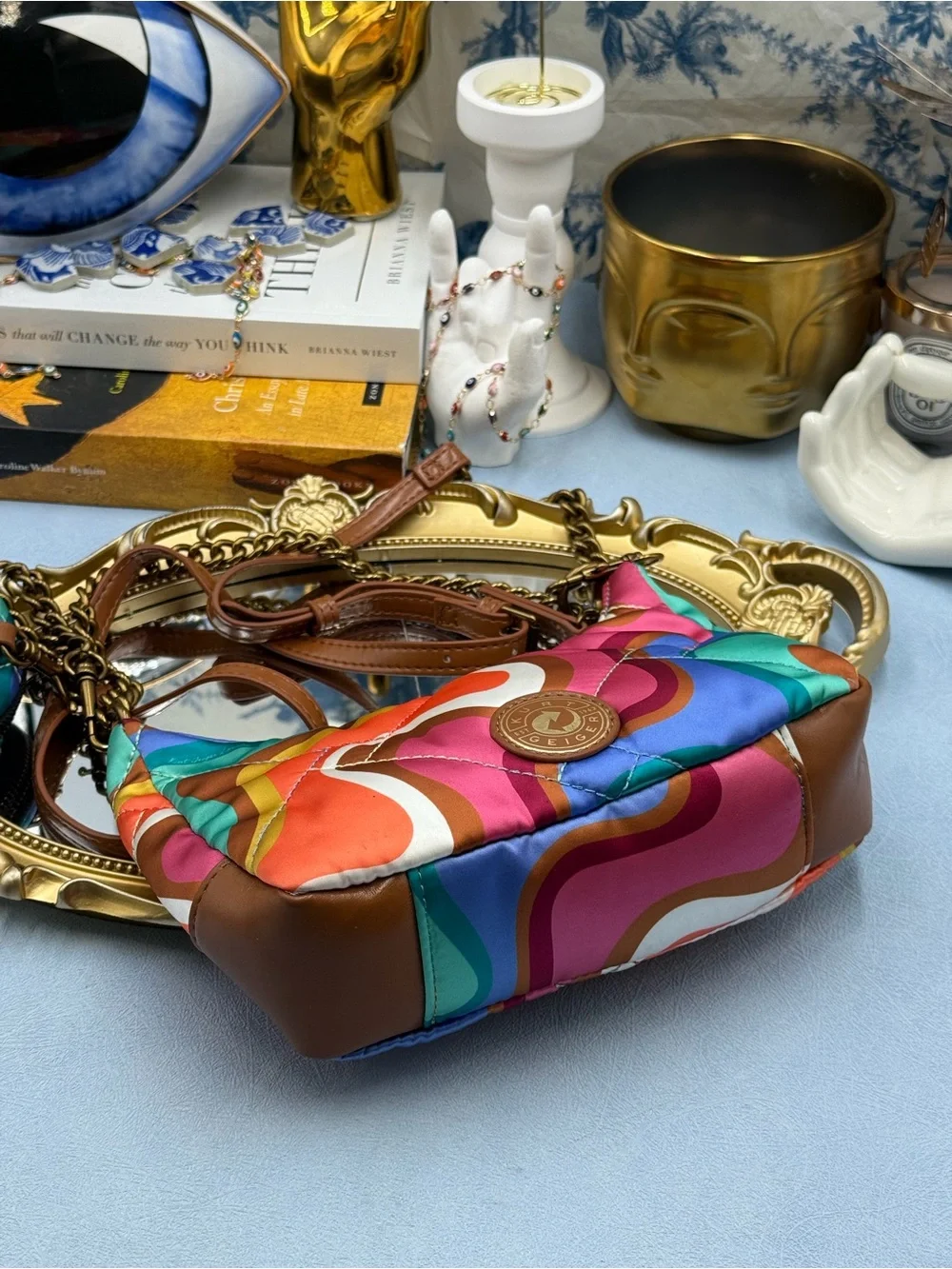🆕 KURT GEIGER LONDON 🧿 NWOT Recycled Nylon Multi Mini Crossbody, Rainbow Swirl
